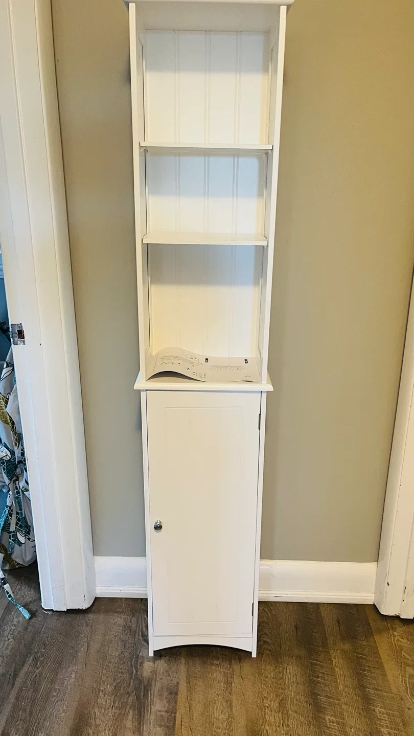 White Bathroom Storage Cabinet with Door image indicator(7)