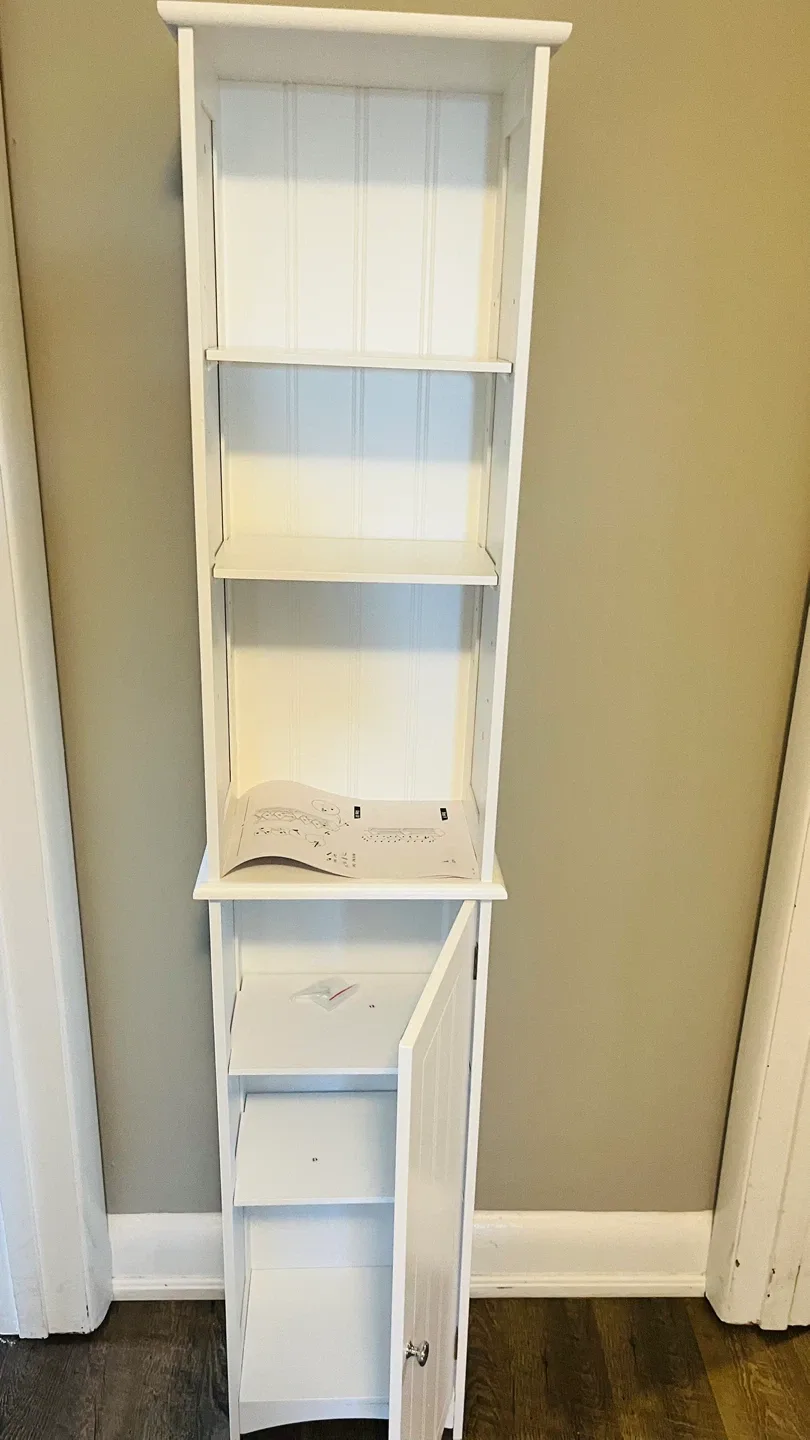 White Bathroom Storage Cabinet with Door image indicator(9)