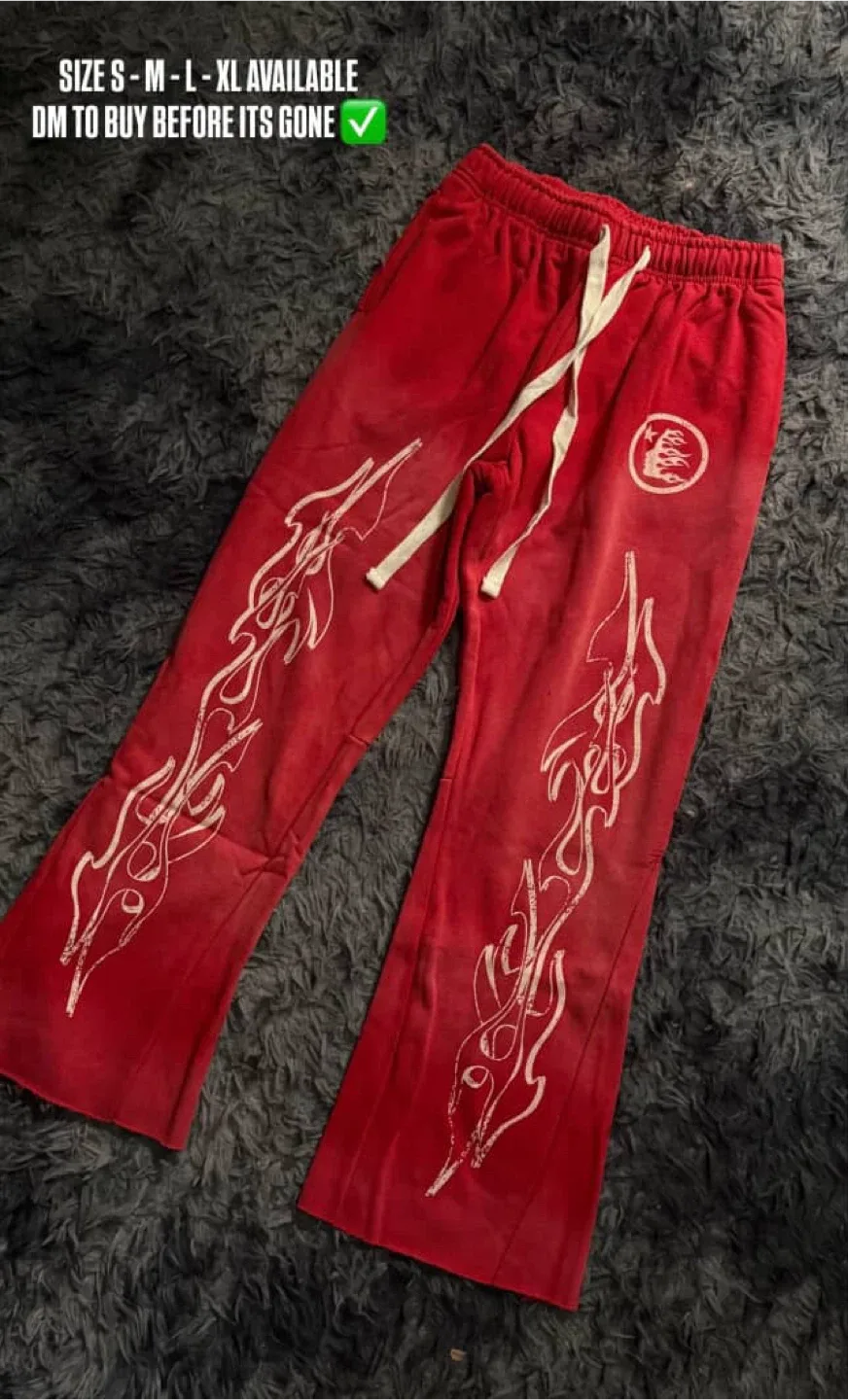 Red Hellstar Sweatpants with Flame Design thumbnail