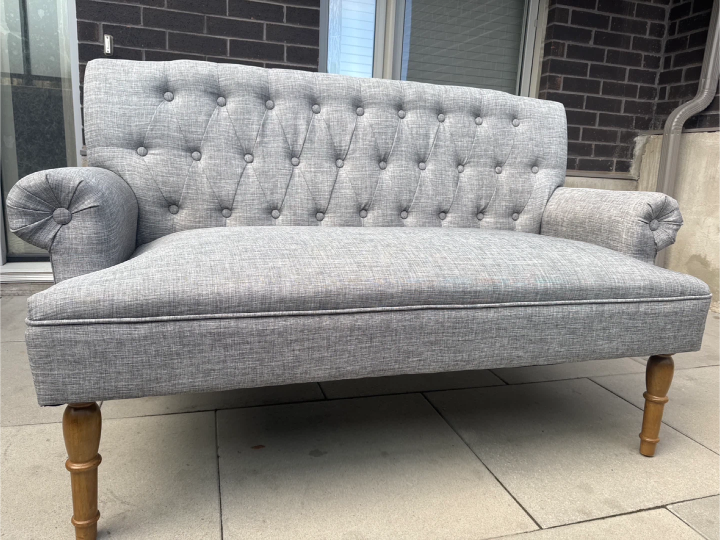 Grey Loveseat Sofa - Button Tufted - photo 5