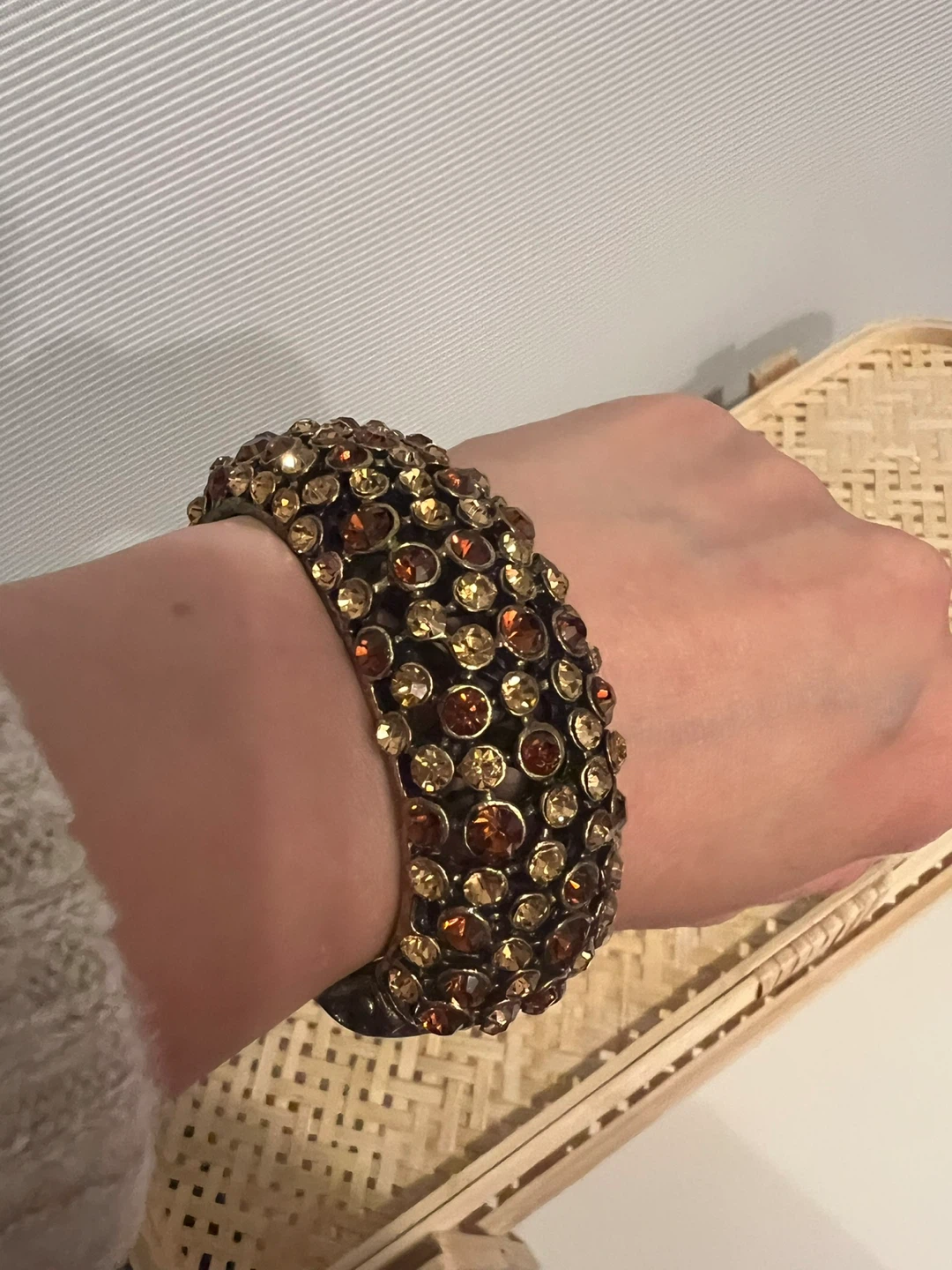 Brown & Bronze Rhinestone Cuff Bracelet