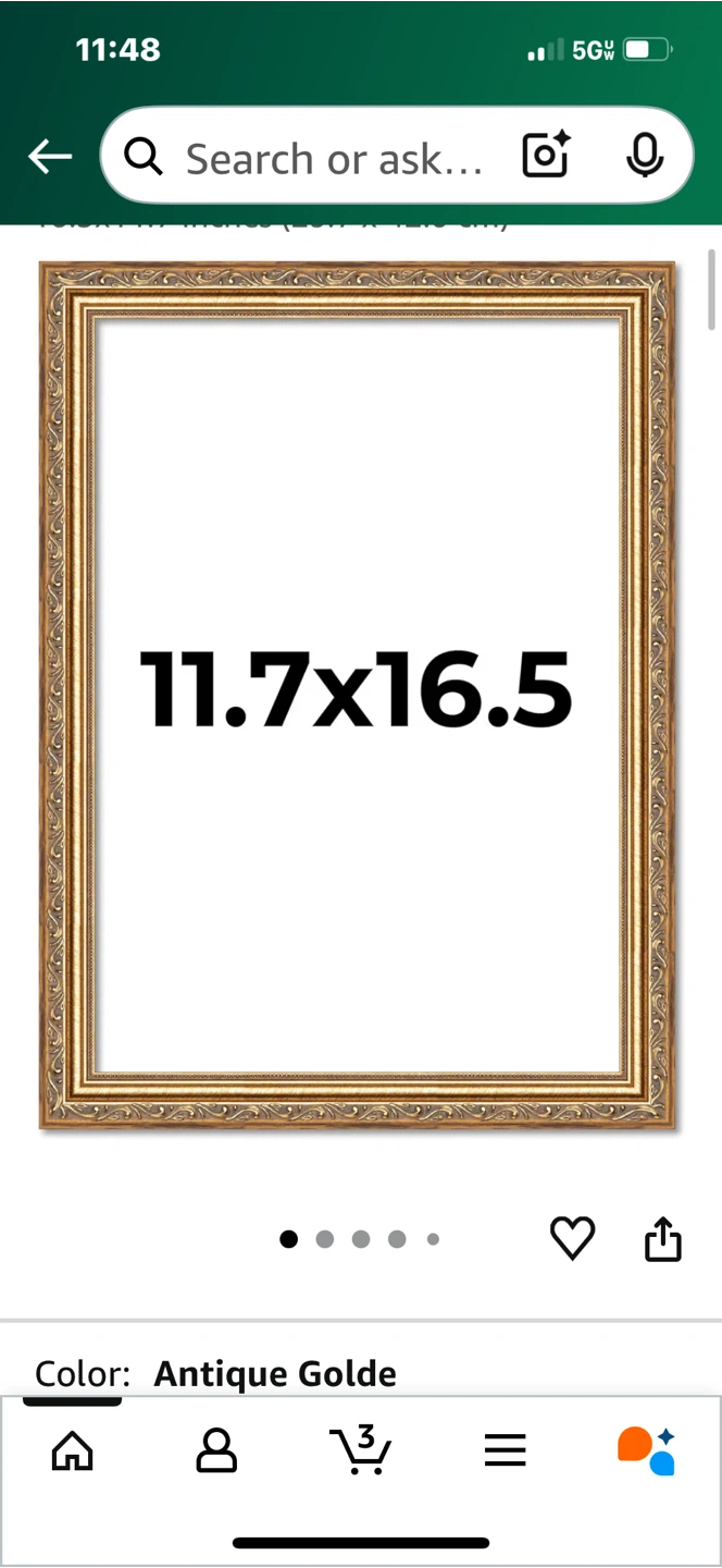 Antique Gold Picture Frame 11.7x16.5