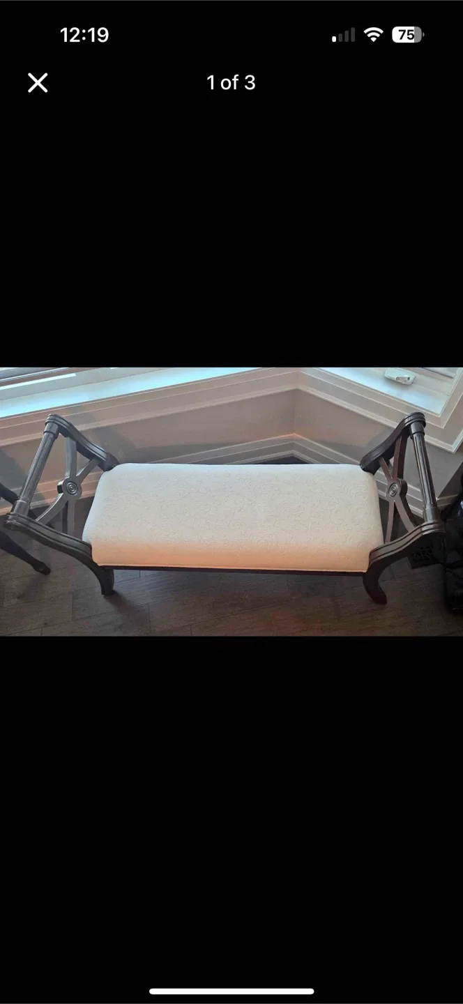 Elegant Bench with Dark Wood Frame image indicator(2)