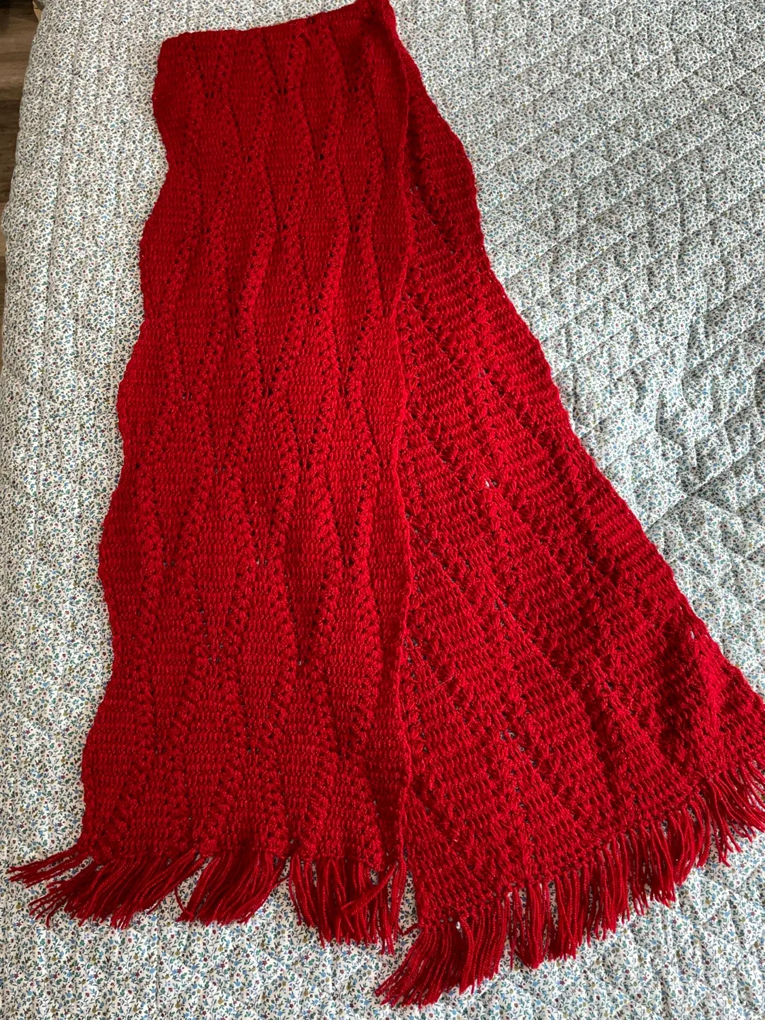 Handmade Red Crochet Scarf thumbnail