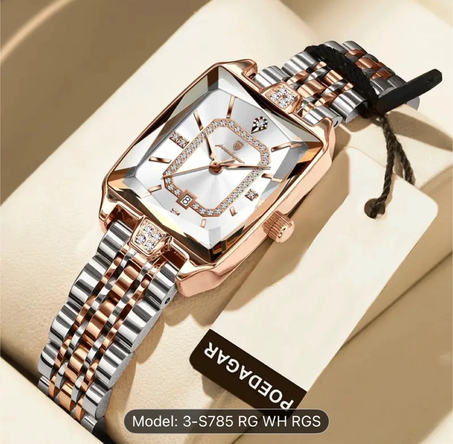 Poedagar Women's Watch - Rose Gold/Silver - White Face thumbnail