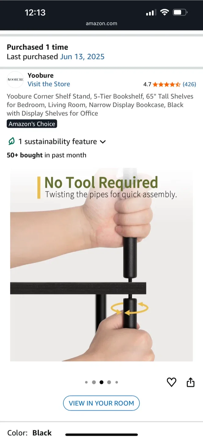 Black Corner Shelf Stand - Black image indicator(4)