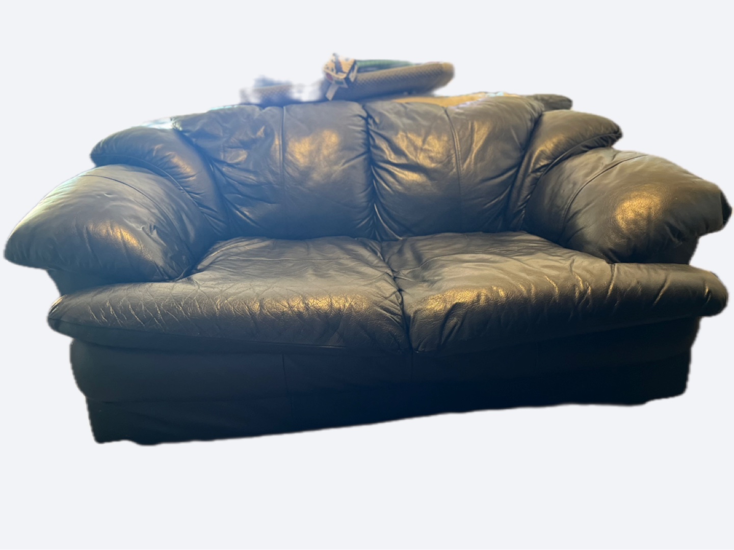 Black Leather Loveseat Sofa - photo 2