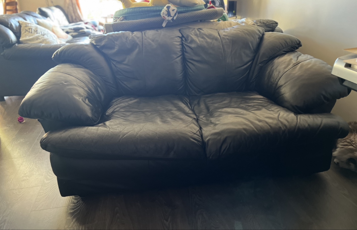 Black Leather Loveseat Sofa