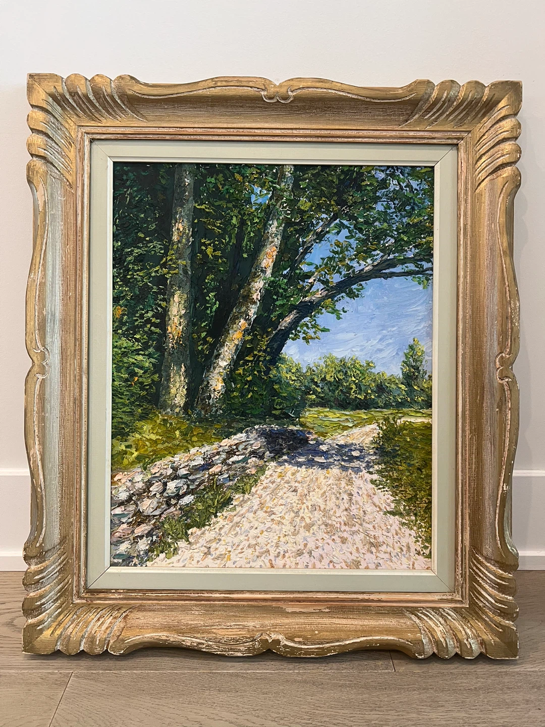 Vintage Canadian Oil Painting – Country Path Landscape