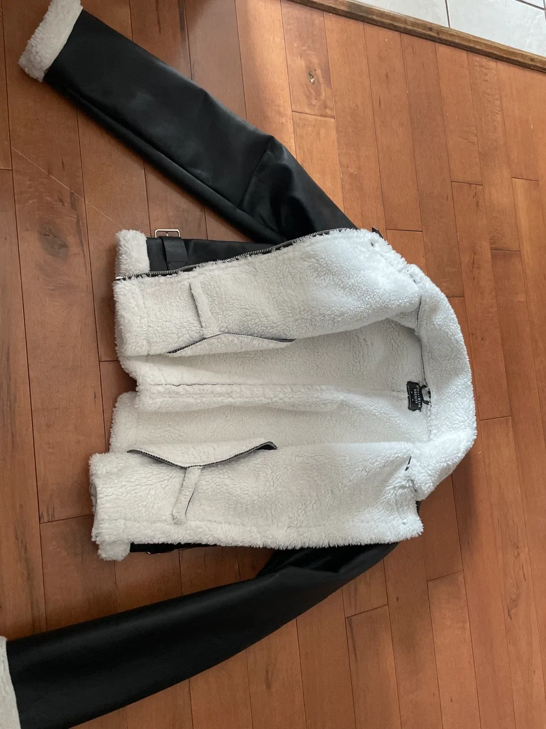 Streetwear Society Black Faux Leather Aviator Jacket - M image indicator(4)