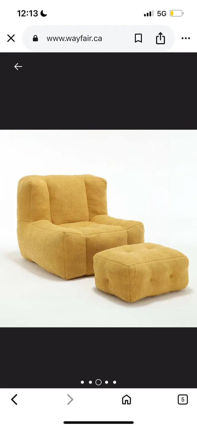 New Yellow Lounge Chair with Ottoman image indicator(5)
