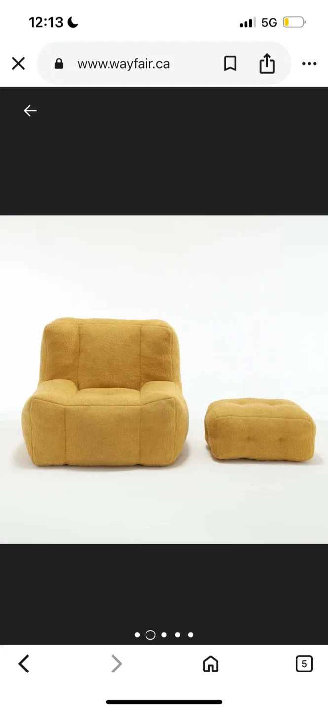 New Yellow Lounge Chair with Ottoman image indicator(2)