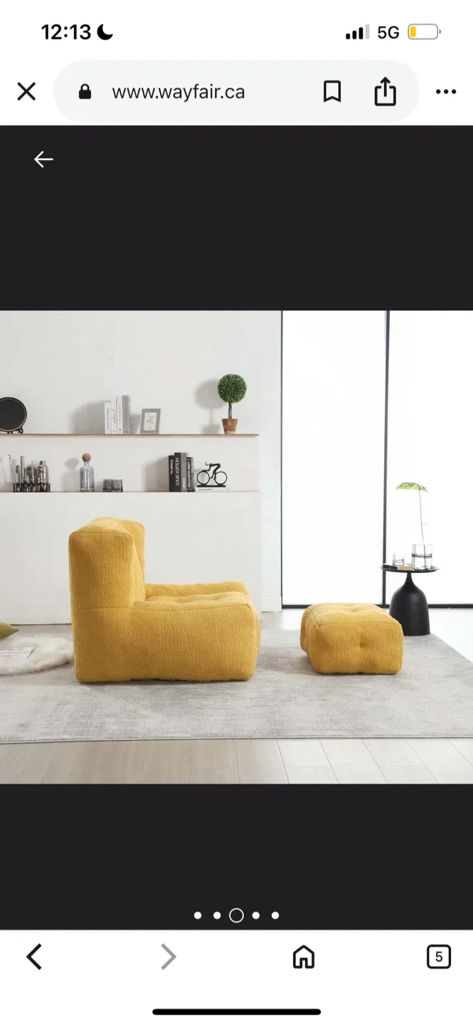 New Yellow Lounge Chair with Ottoman image indicator(4)