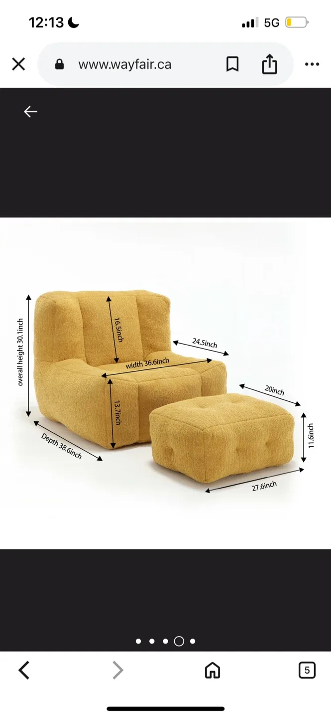 New Yellow Lounge Chair with Ottoman image indicator(7)