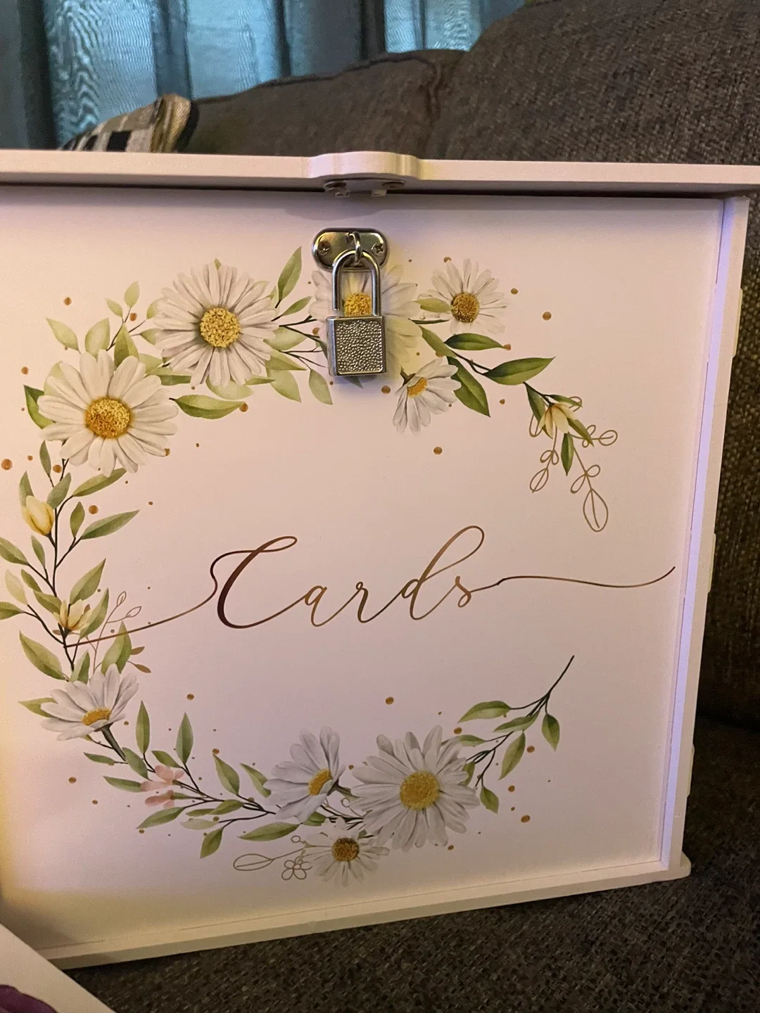 Daisy Floral Wedding Card Box with Lock image indicator(2)