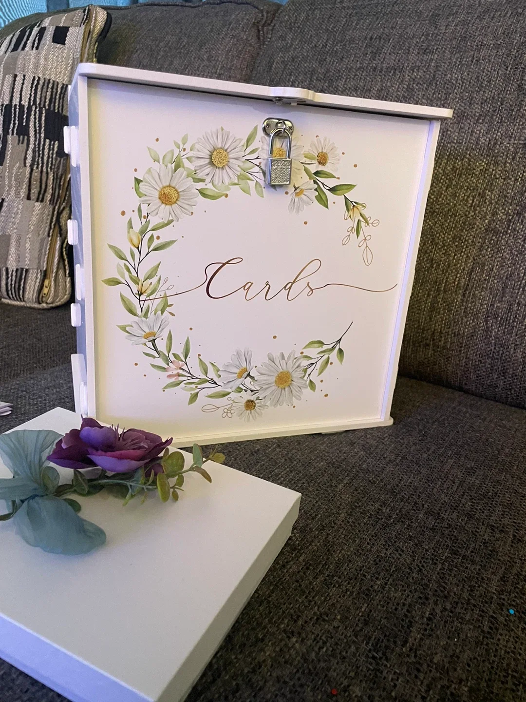 Daisy Floral Wedding Card Box with Lock image indicator(3)