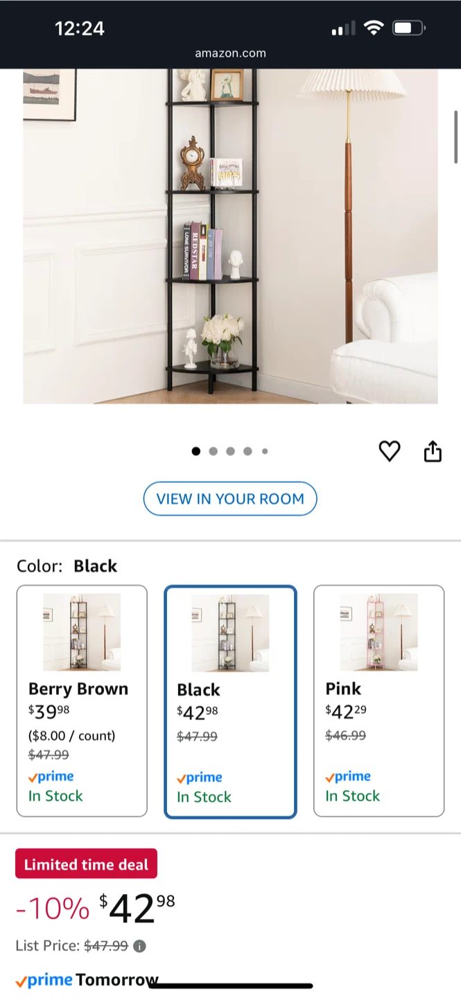 Black Corner Shelf Stand - Black - photo 5