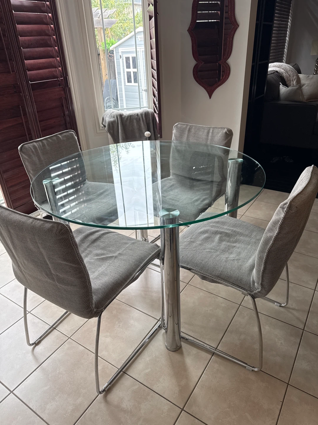 Glass Top Dining Table with 4 Chairs