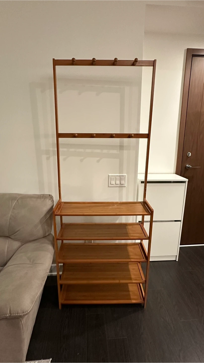 Wooden Coat Rack with Shoe Storage Karrot