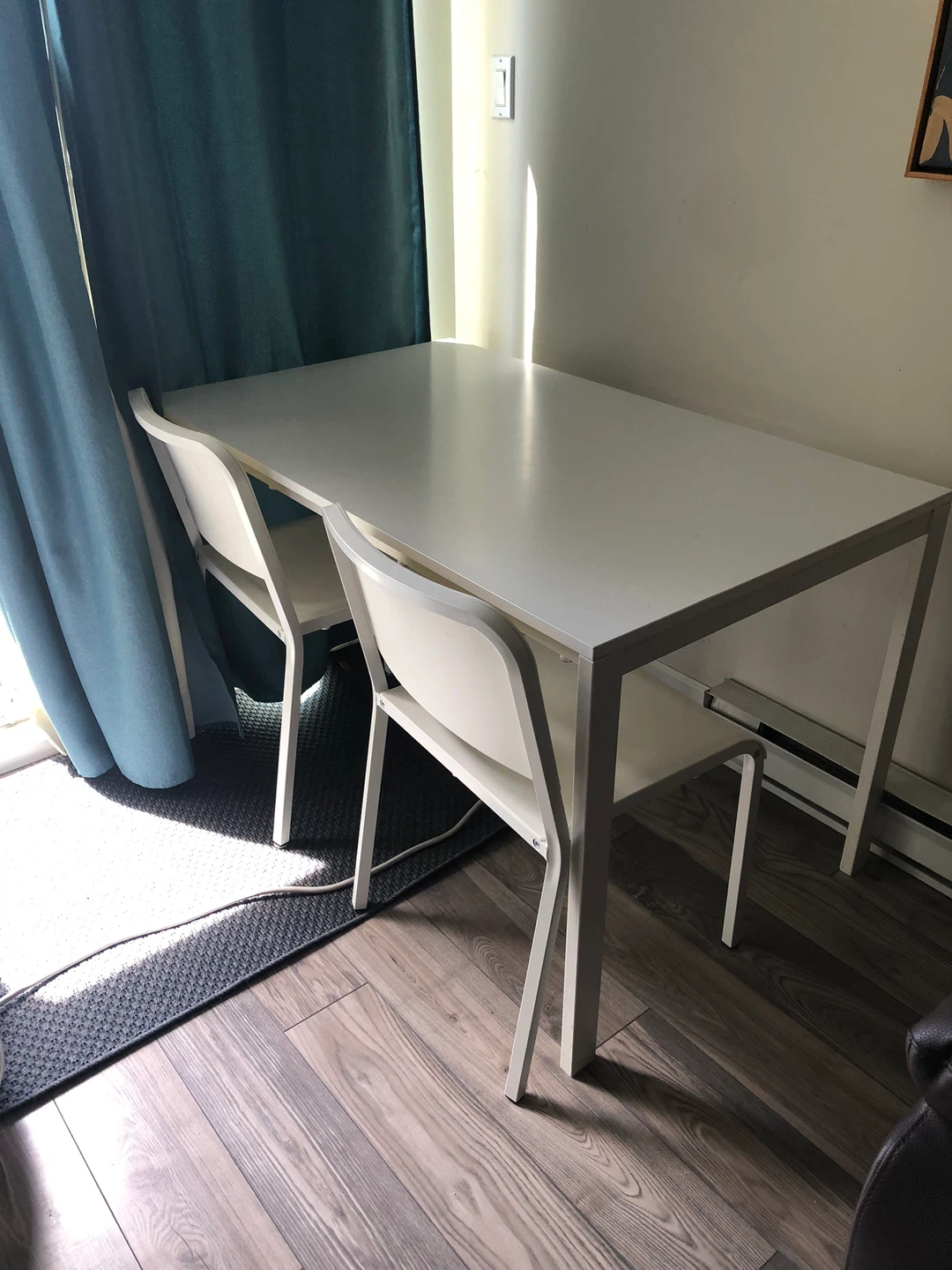 IKEA White Dining Table with 4 Chairs - photo 3