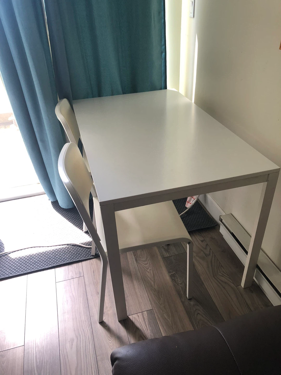 IKEA White Dining Table with 4 Chairs - photo 2