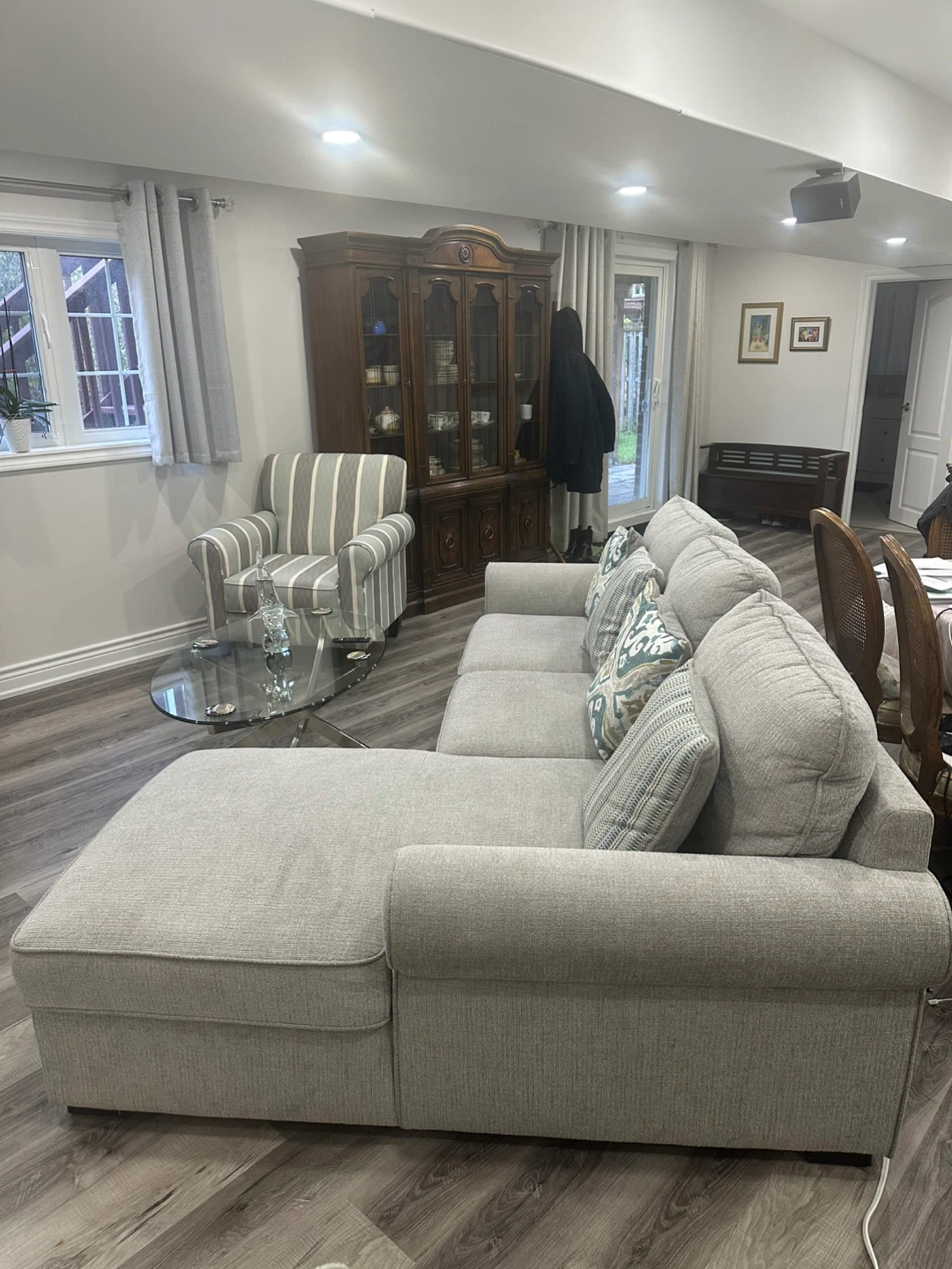Modern Sofa bed with Accent Chairs all from THE BRICK