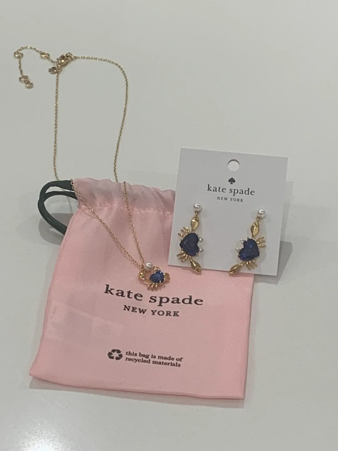 Kate Spade Crab Pendant Necklace & Earrings Set thumbnail