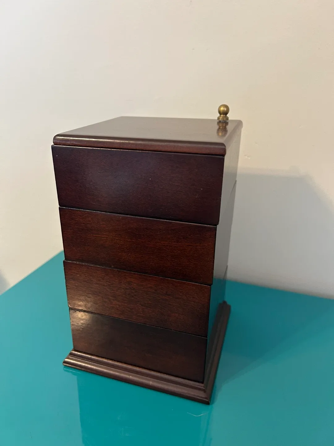 Vintage 1996 Bombay Company Wooden Tiered Swivel Jewelry Box