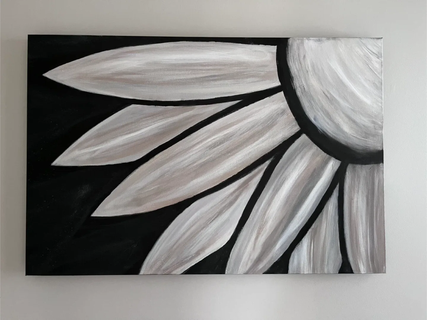 Black and White Floral Original Art Canvas