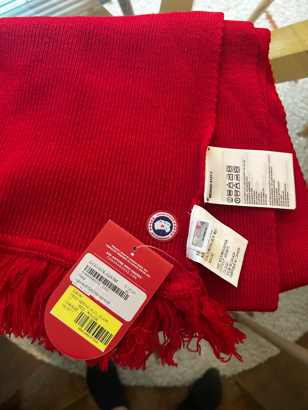 Canada Goose Mens Merino Wool Scarf - Red - photo 4