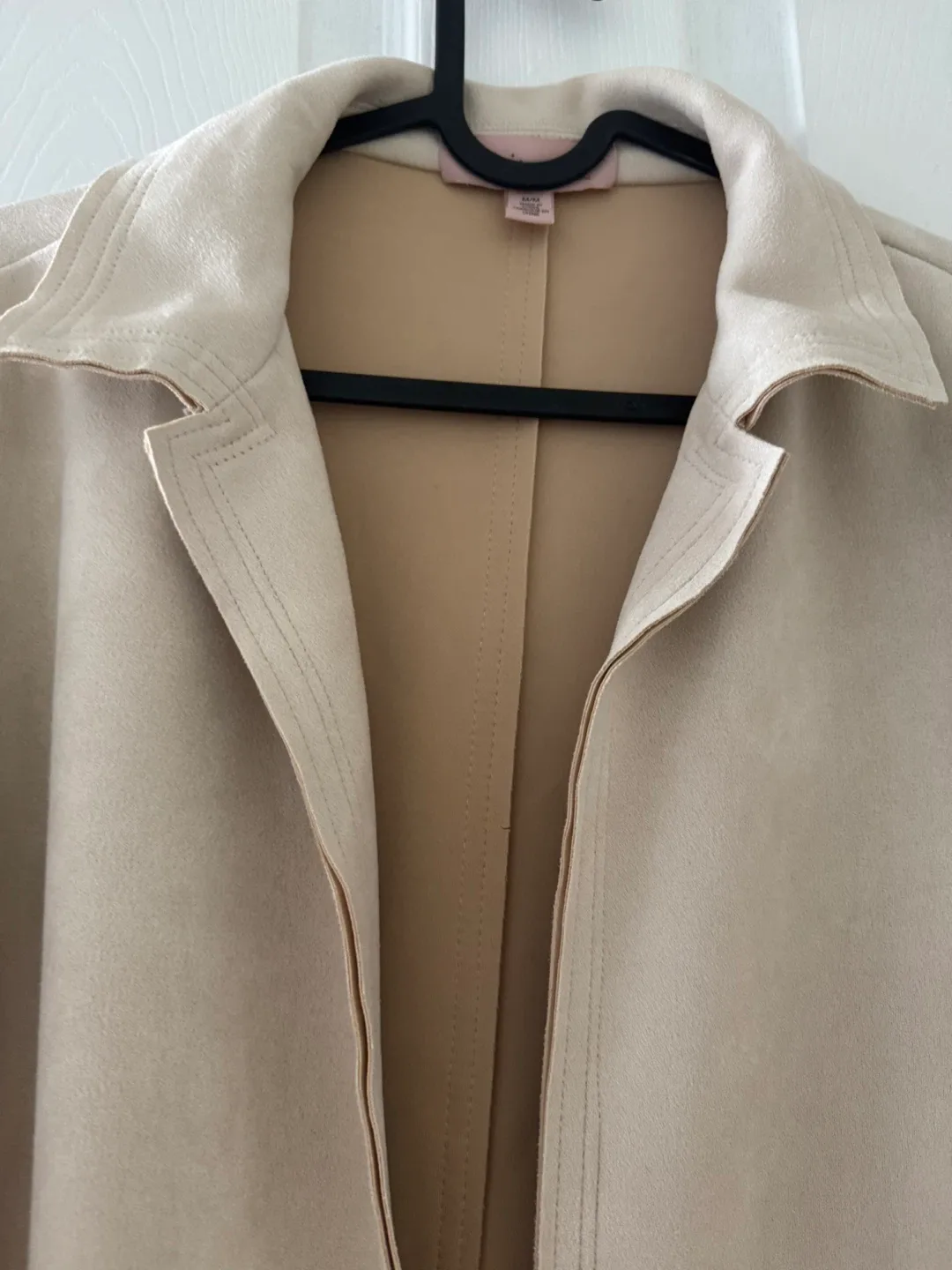 New Philosophy Beige Suede-like Open Front coat jacket image indicator(2)