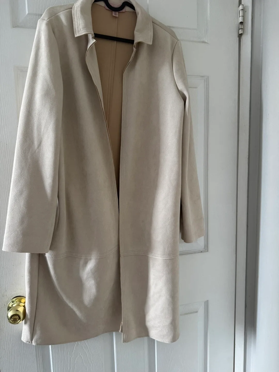 New Philosophy Beige Suede-like Open Front coat jacket image indicator(6)