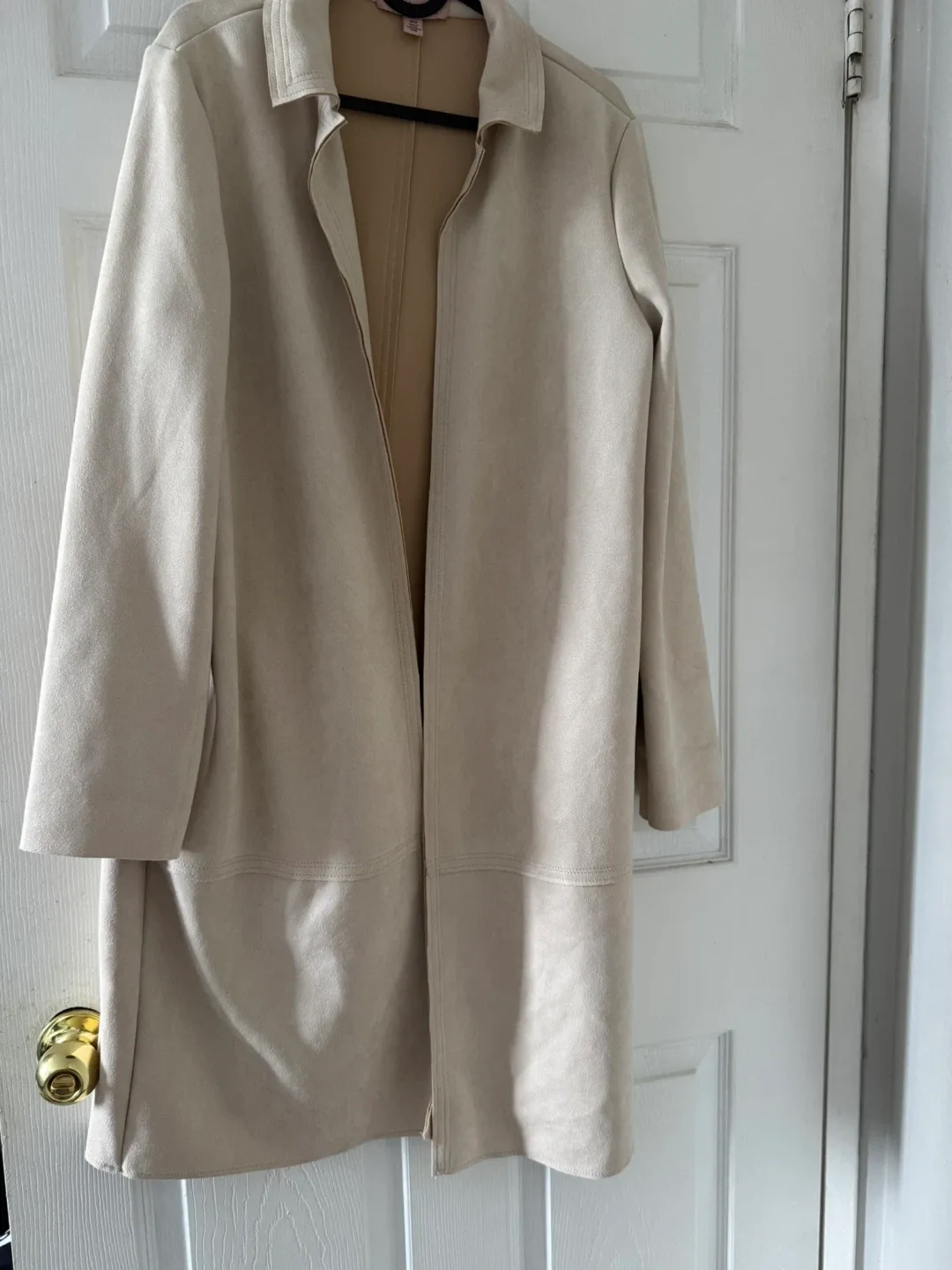 New Philosophy Beige Suede-like Open Front coat jacket thumbnail