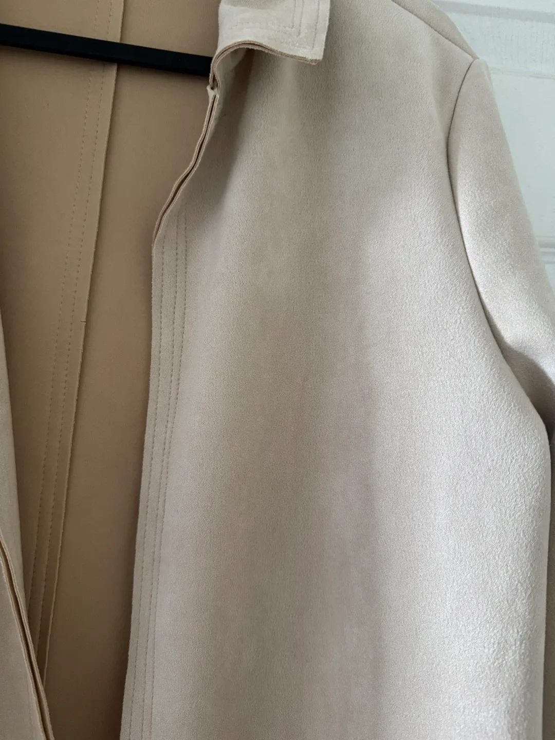 New Philosophy Beige Suede-like Open Front coat jacket image indicator(5)