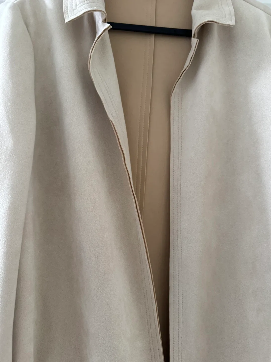 New Philosophy Beige Suede-like Open Front coat jacket image indicator(4)