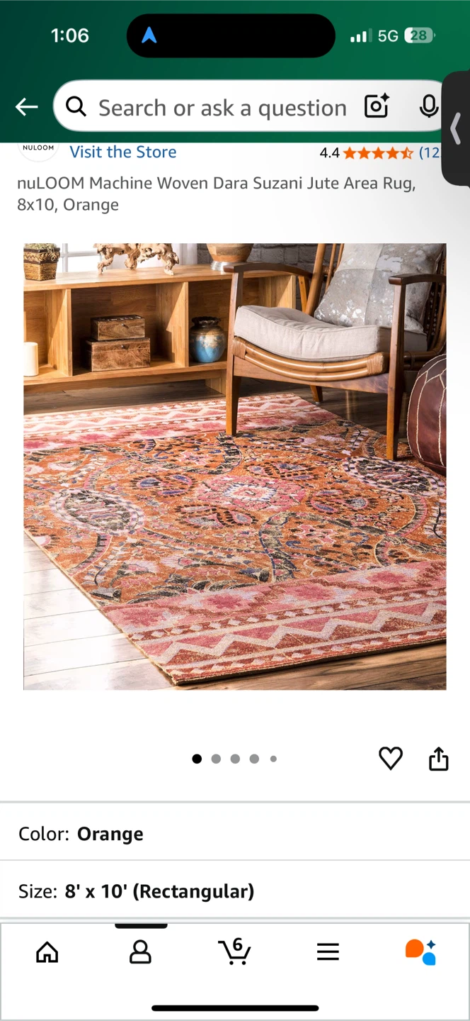 nuLOOM Dara Suzani Jute Area Rug, 8' x 10', Orange