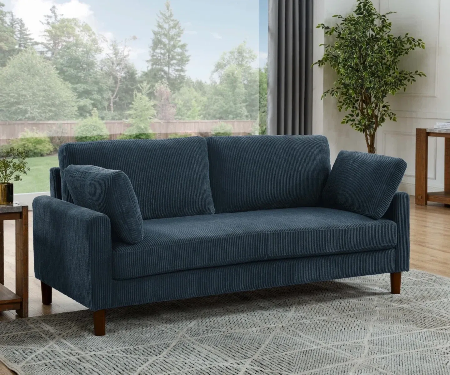 Margarete 77.5” Navy Corduroy Sofa