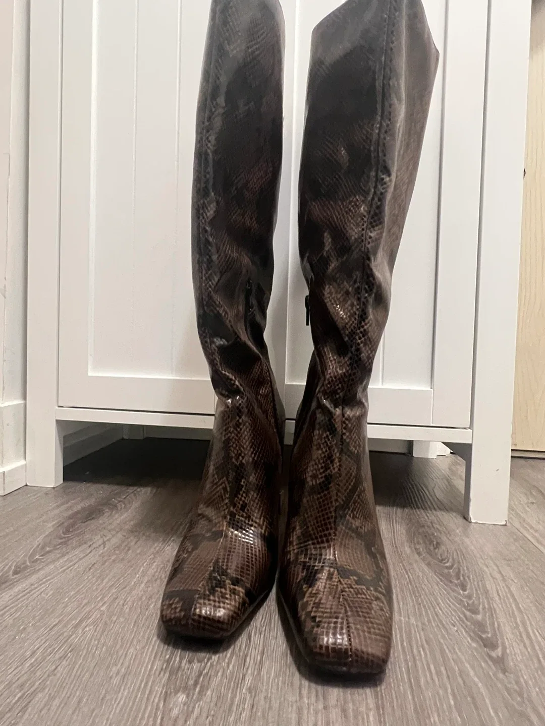 Brown Snake Print Knee High Boots image indicator(7)