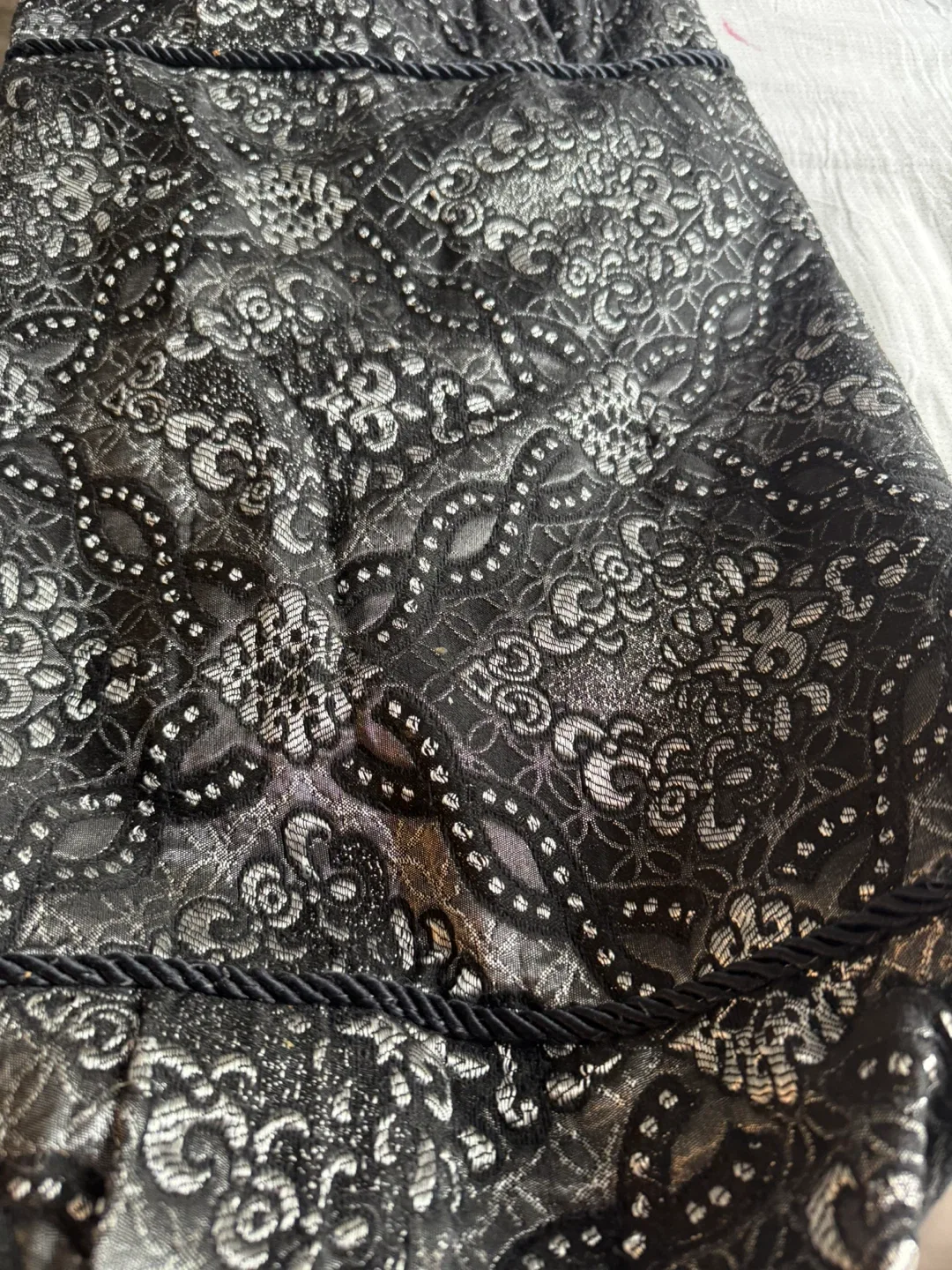 Two new traditional round pillow covers Black & Silver Patterned image indicator(2)