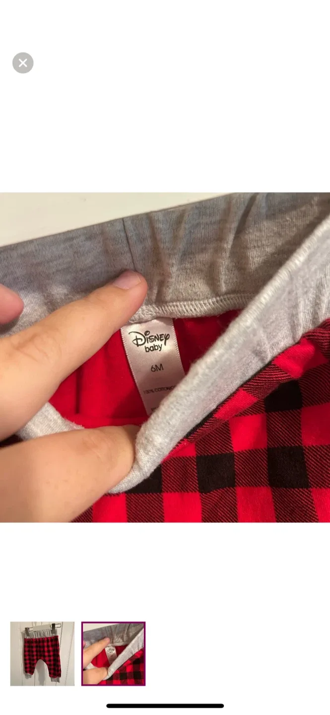 Disney Baby Red Plaid Pants - 6M image indicator(2)
