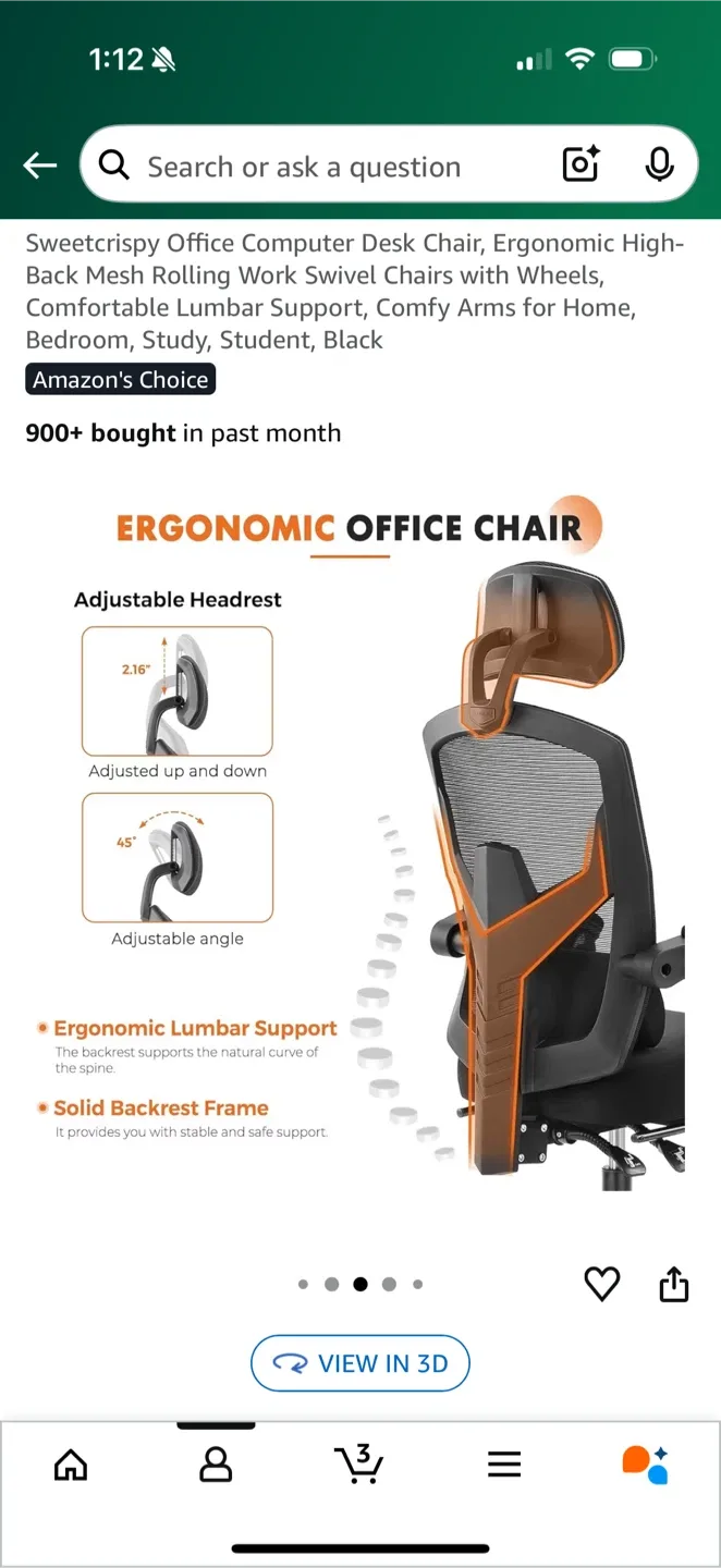 Ergonomic Office Desk Chair - Black image indicator(4)