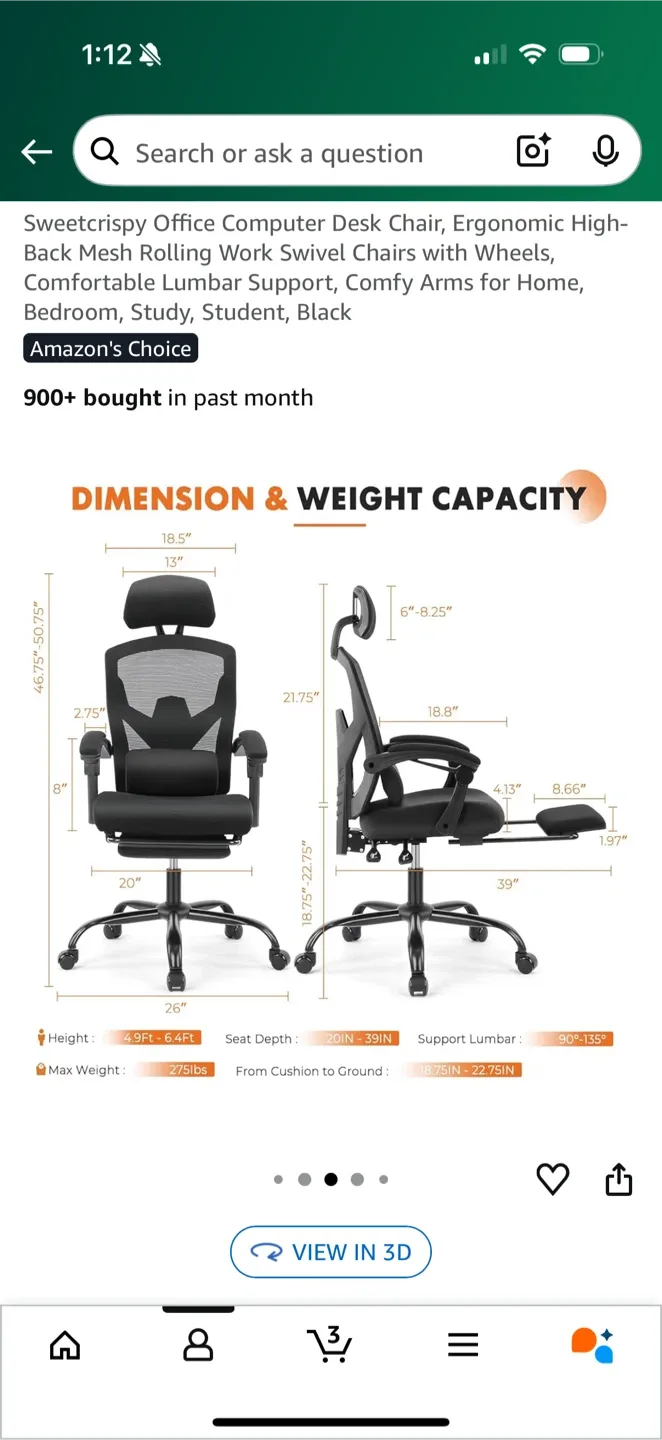 Ergonomic Office Desk Chair - Black image indicator(2)