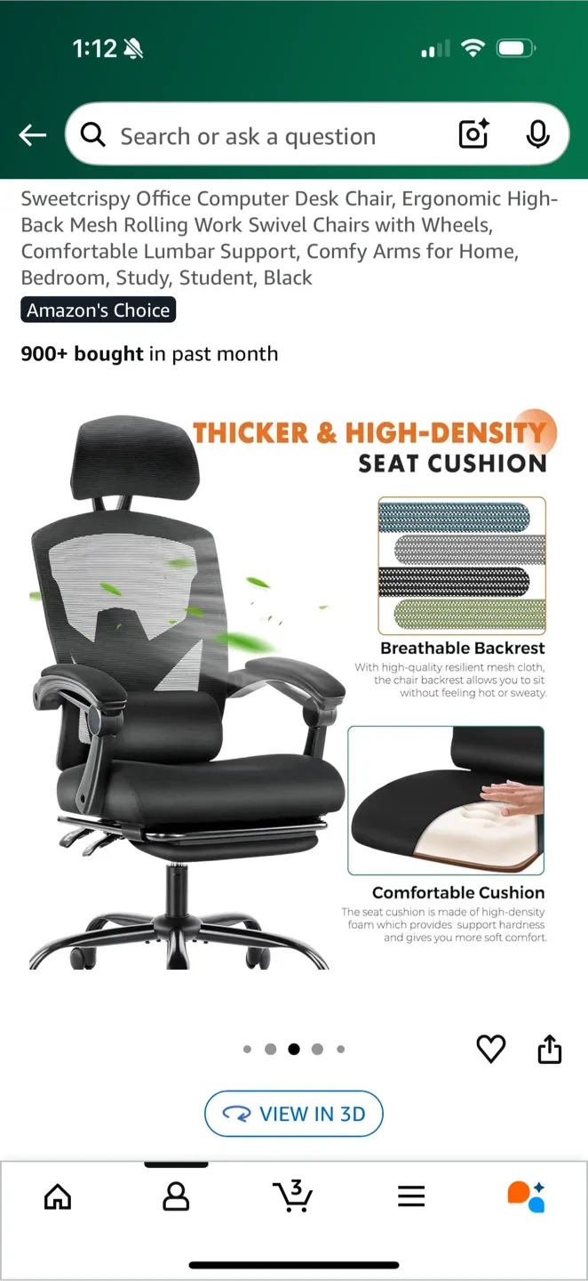 Ergonomic Office Desk Chair - Black image indicator(3)