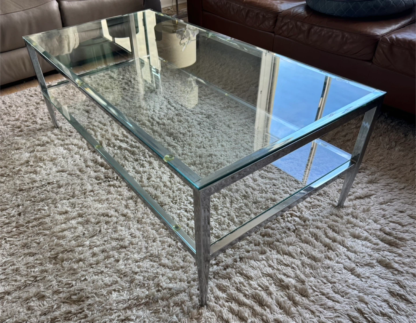 Glass and Chrome Coffee Table - photo 2