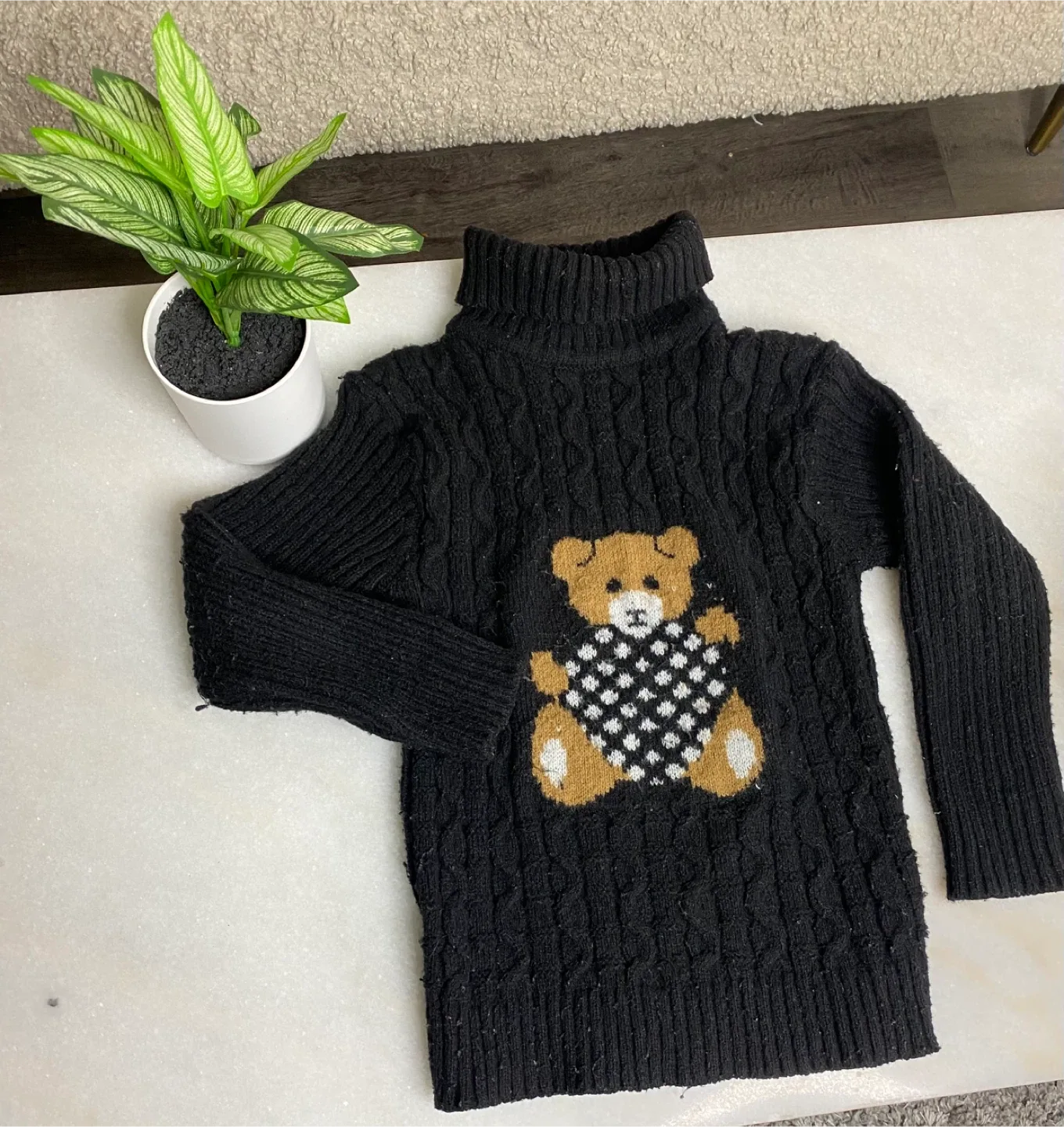 Kids' Turtleneck Sweater with Teddy Bear Design image indicator(3)