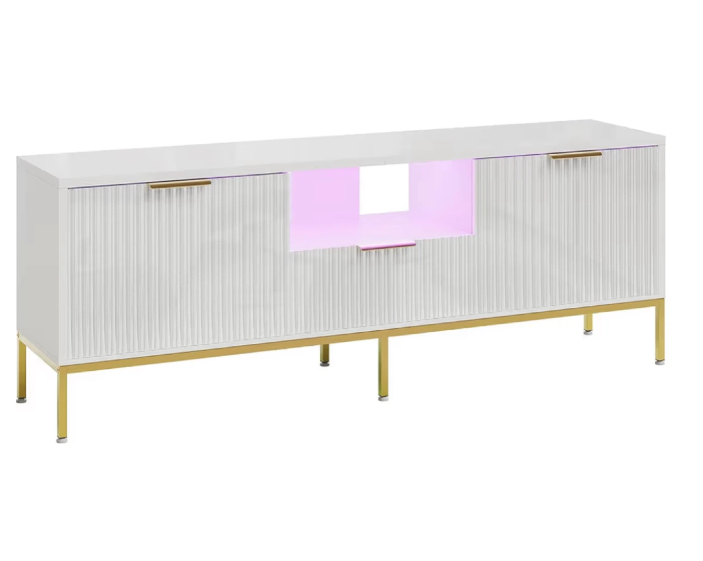 Bestier White TV Stand with LED - photo 2