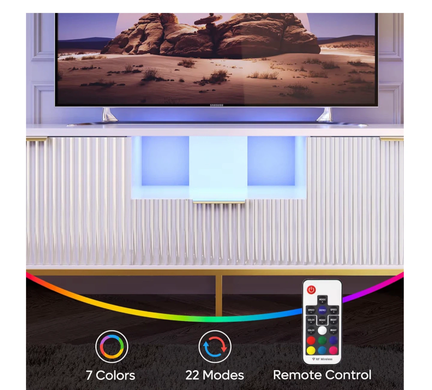 Bestier White TV Stand with LED - photo 3
