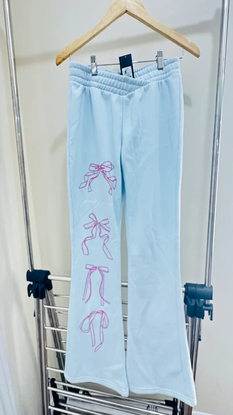 Forever 21 Blue Bow Print Sweatpants - Size S image indicator(2)