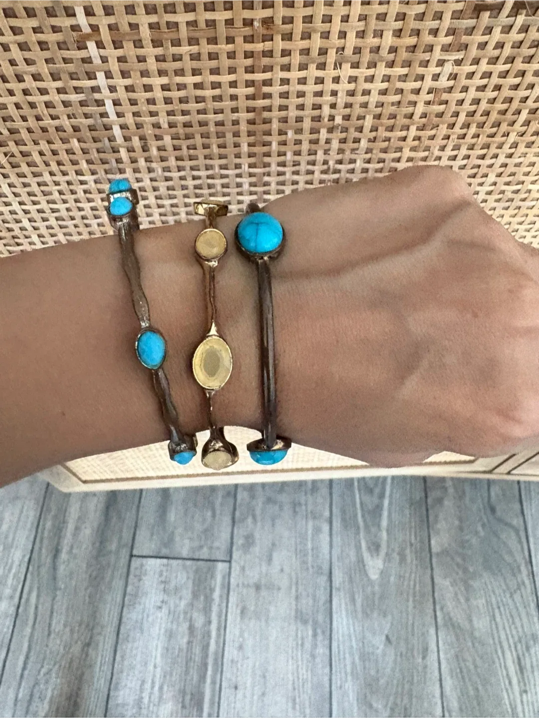 Set of 3  vintage turquoise Bracelets image indicator(7)