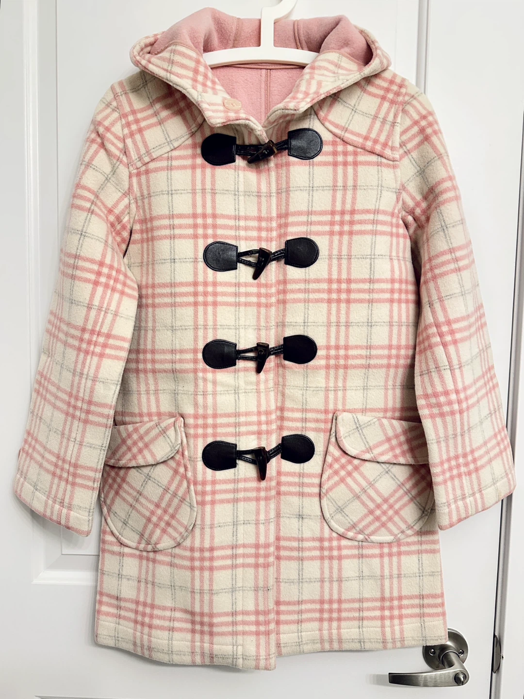 Pink Plaid Wool Coat